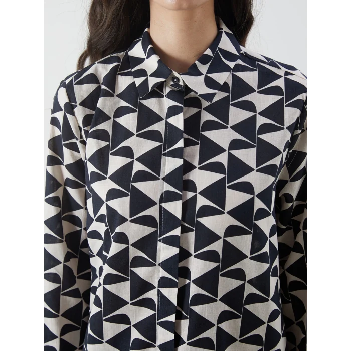 LCW Modest Siyah Desenli Kadın Gömlek Tunik