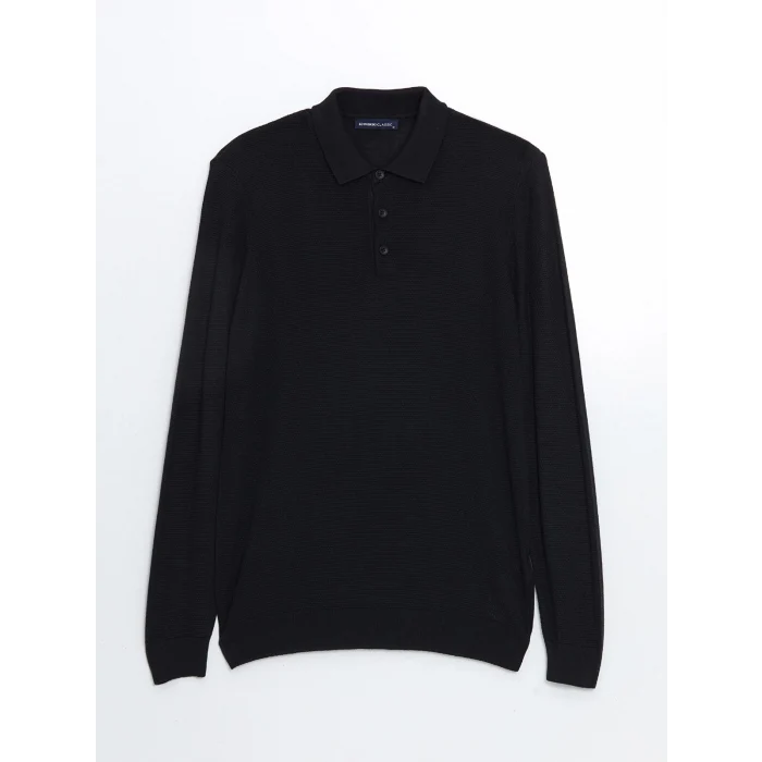 LCWAIKIKI Classic Lacivert Polo Yaka Uzun Kollu Erkek Triko Kazak