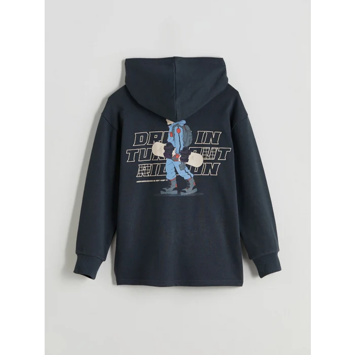 LCW Kids Antrasit Kapüşonlu Erkek Çocuk Sweatshirt