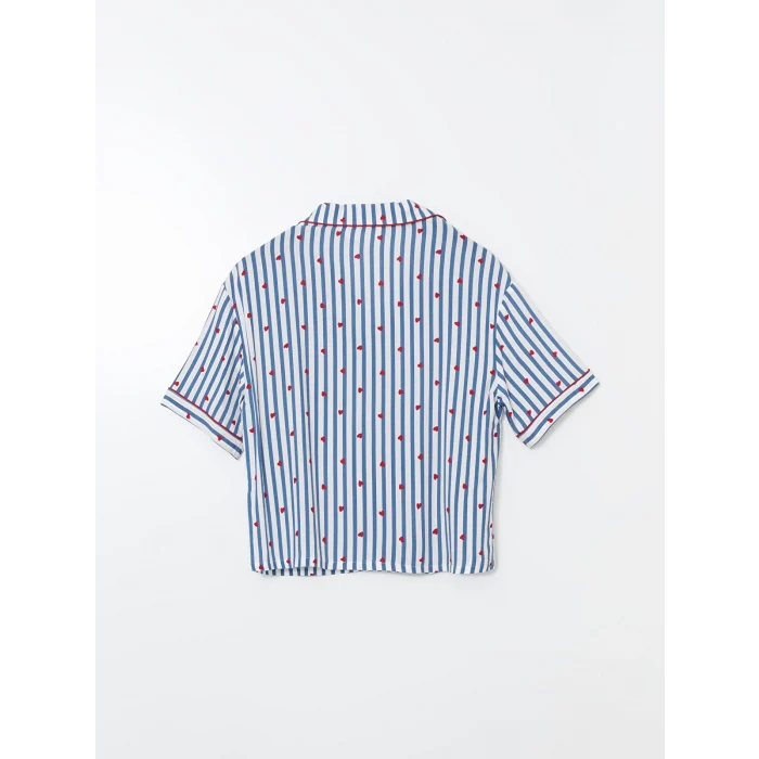 LCW DREAM Indigo Gömlek Yaka Desenli Kadın Pijama Takımı