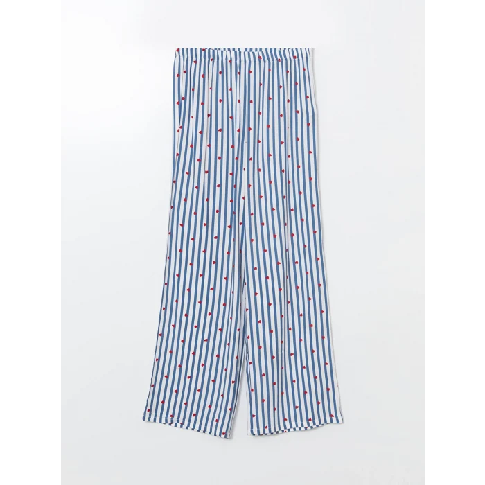 LCW DREAM Indigo Gömlek Yaka Desenli Kadın Pijama Takımı