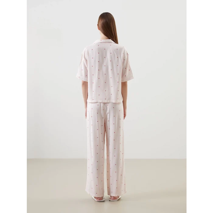 LCW DREAM Pembe Gömlek Yaka Baskılı Kadın Pijama Takımı