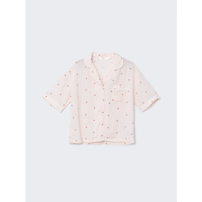 LCW DREAM Pembe Gömlek Yaka Baskılı Kadın Pijama Takımı