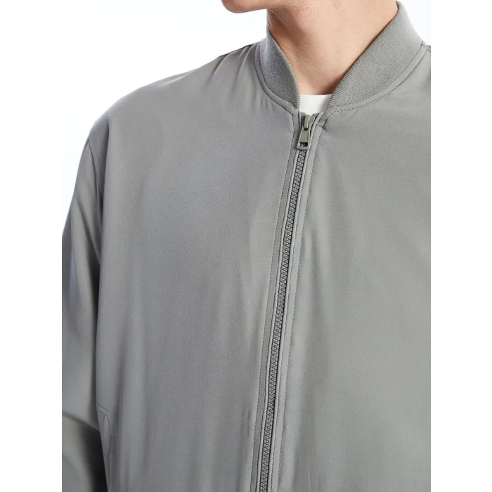 XSIDE Gri Standart Kalıp Kolej Yaka Erkek Bomber Mont