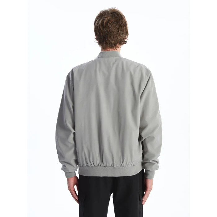 XSIDE Gri Standart Kalıp Kolej Yaka Erkek Bomber Mont