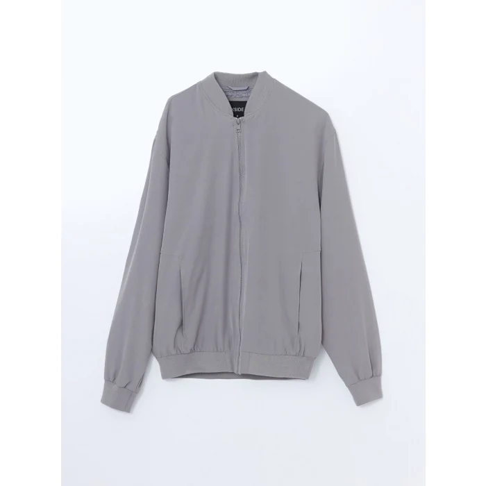 XSIDE Gri Standart Kalıp Kolej Yaka Erkek Bomber Mont