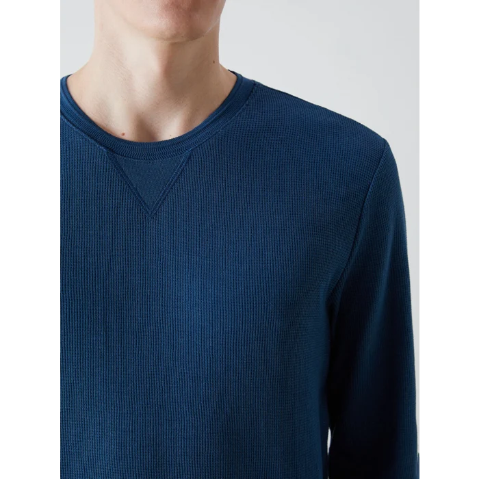 LCWAIKIKI Classic Indigo Bisiklet Yaka Uzun Kollu Erkek Sweatshirt