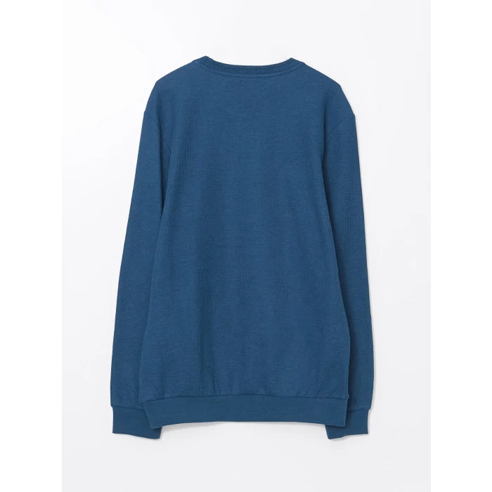 LCWAIKIKI Classic Indigo Bisiklet Yaka Uzun Kollu Erkek Sweatshirt