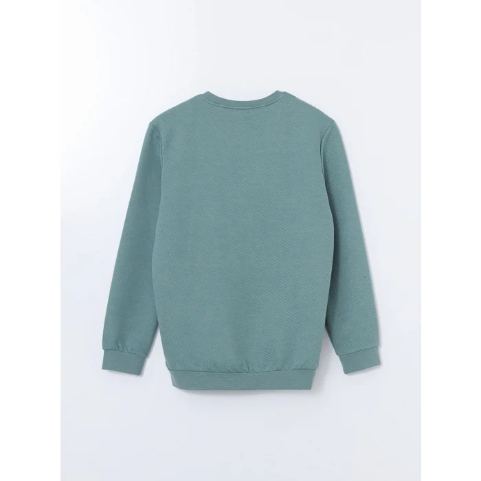 LCWAIKIKI Classic Yeşil Bisiklet Yaka Uzun Kollu Baskılı Erkek Sweatshirt