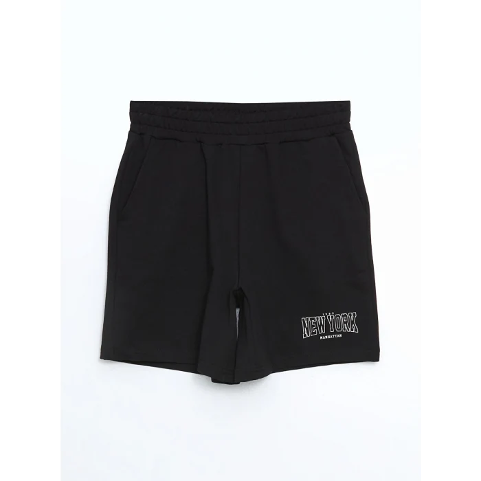 XSIDE Siyah Beli Lastikli New York Baskılı Kadın Şort