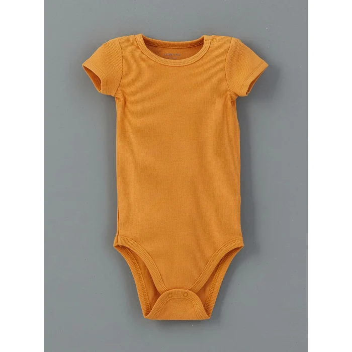 LCW baby Turuncu Bisiklet Yaka Erkek Bebek Çıtçıtlı Bodysuit 3lü