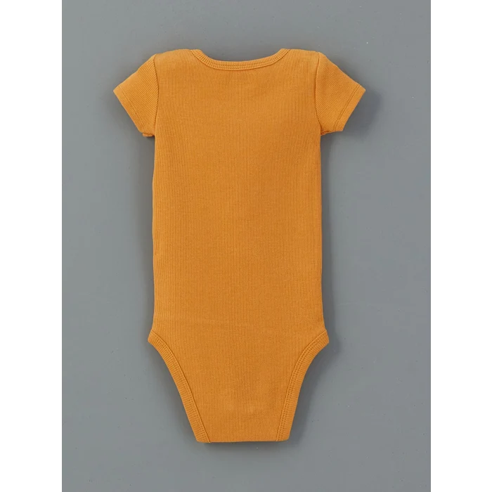 LCW baby Turuncu Bisiklet Yaka Erkek Bebek Çıtçıtlı Bodysuit 3lü