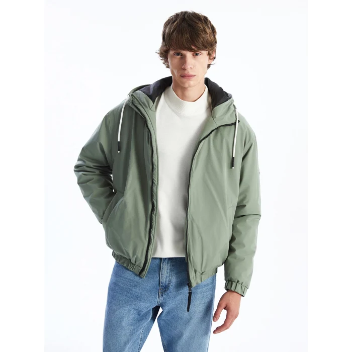 XSIDE Haki Rahat Kalıp Kapüşonlu Erkek Orta Kalın Mont