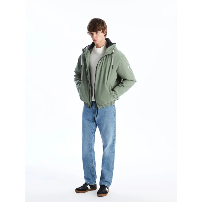 XSIDE Haki Rahat Kalıp Kapüşonlu Erkek Orta Kalın Mont