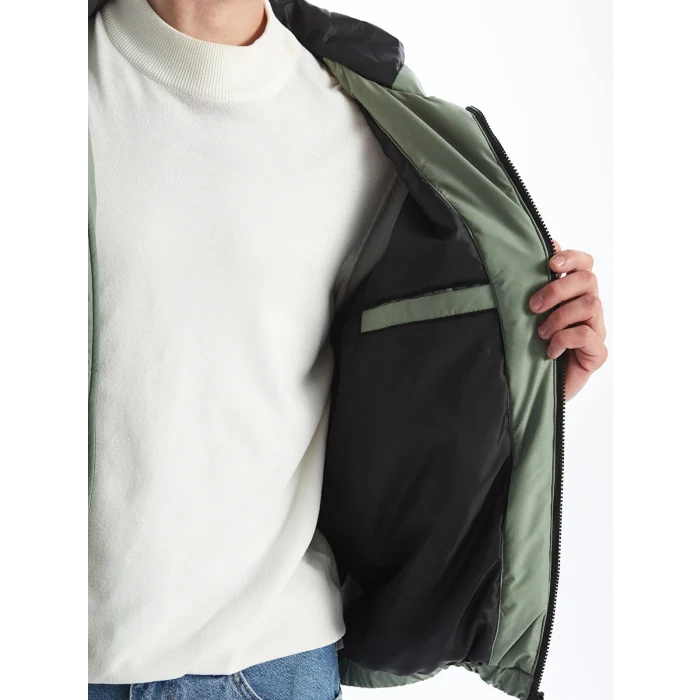 XSIDE Haki Rahat Kalıp Kapüşonlu Erkek Orta Kalın Mont