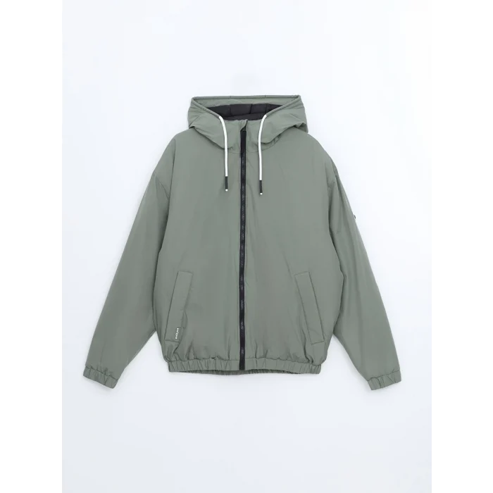 XSIDE Haki Rahat Kalıp Kapüşonlu Erkek Orta Kalın Mont