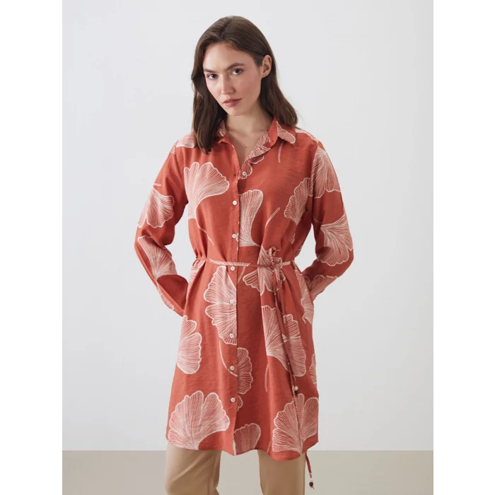 LCWAIKIKI Classic Kirmizi Desenli Kadın Gömlek Tunik