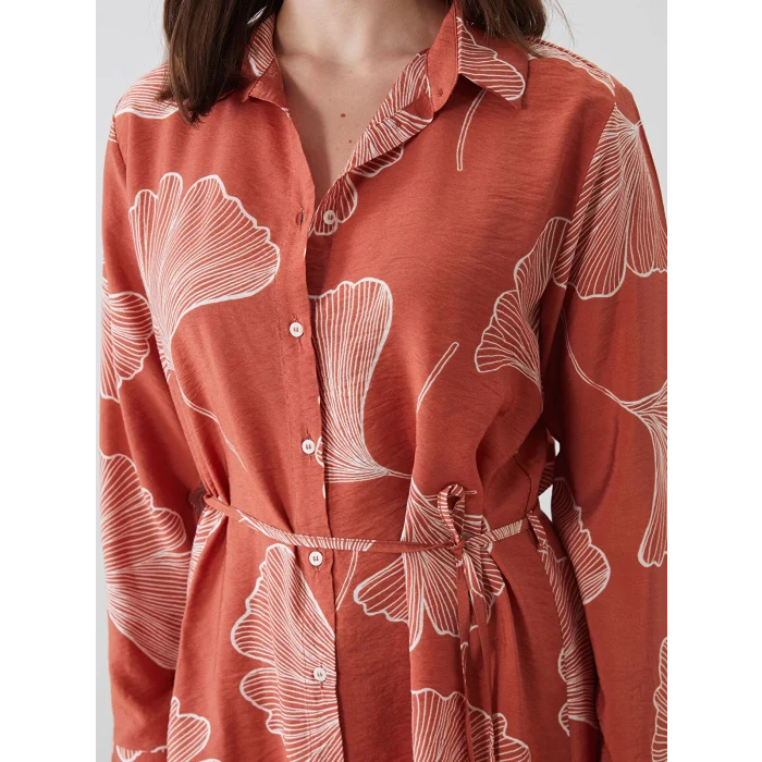LCWAIKIKI Classic Kirmizi Desenli Kadın Gömlek Tunik