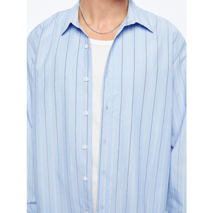 XSIDE Mavi Regular Fit Uzun Kollu Poplin Erkek Gömlek