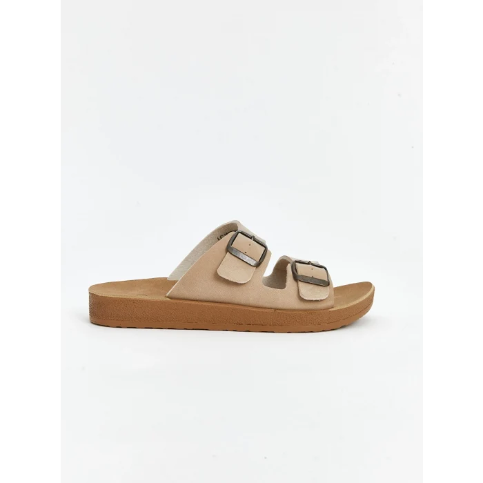 LCW STEPS Bej Çift Bantlı Kadın Terlik