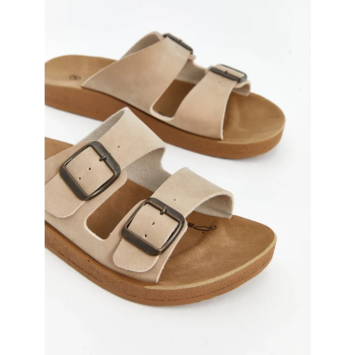 LCW STEPS Bej Çift Bantlı Kadın Terlik