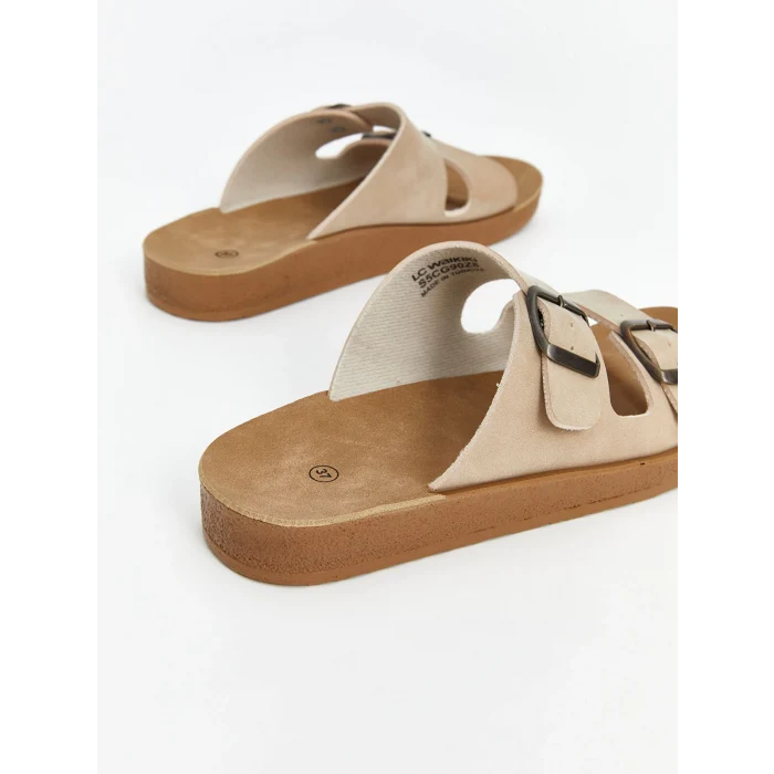 LCW STEPS Bej Çift Bantlı Kadın Terlik