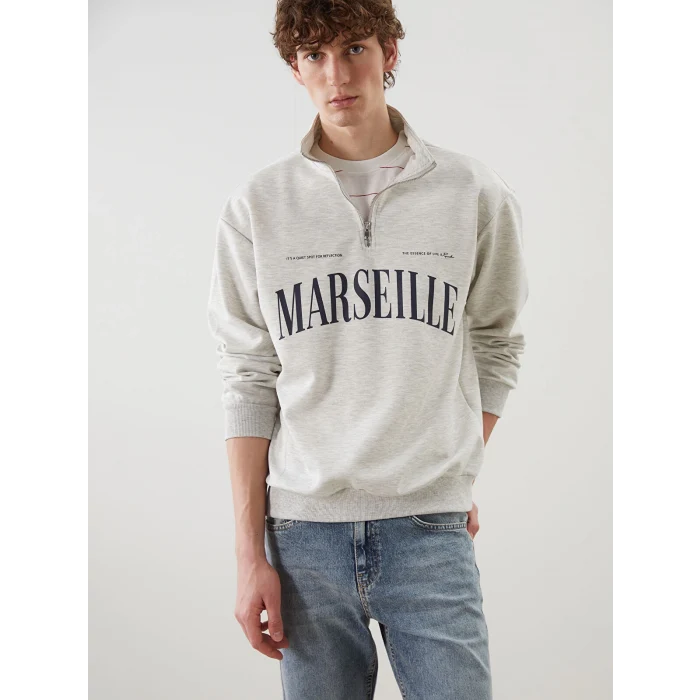 XSIDE Beyaz Dik Yaka Erkek Sweatshirt