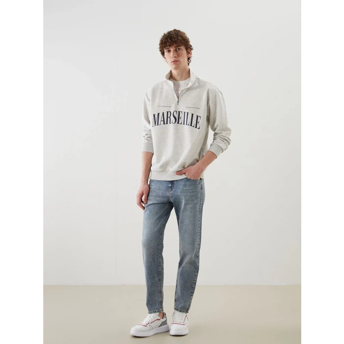 XSIDE Beyaz Dik Yaka Erkek Sweatshirt