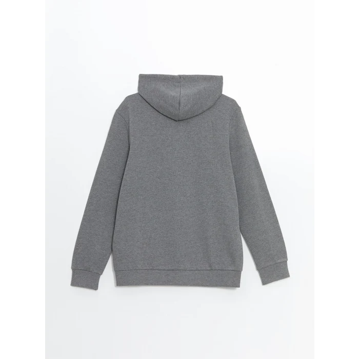 LCWAIKIKI Basic Gri Kapüşonlu Uzun Kollu Erkek Fermuarlı Sweatshirt