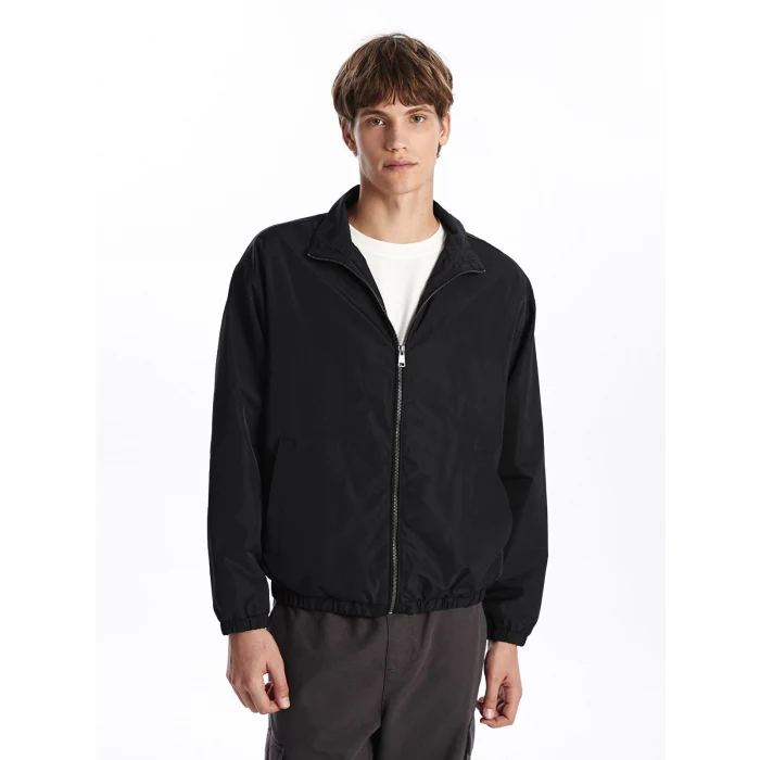 XSIDE Siyah Rahat Kalıp Dik Yaka Erkek Mont