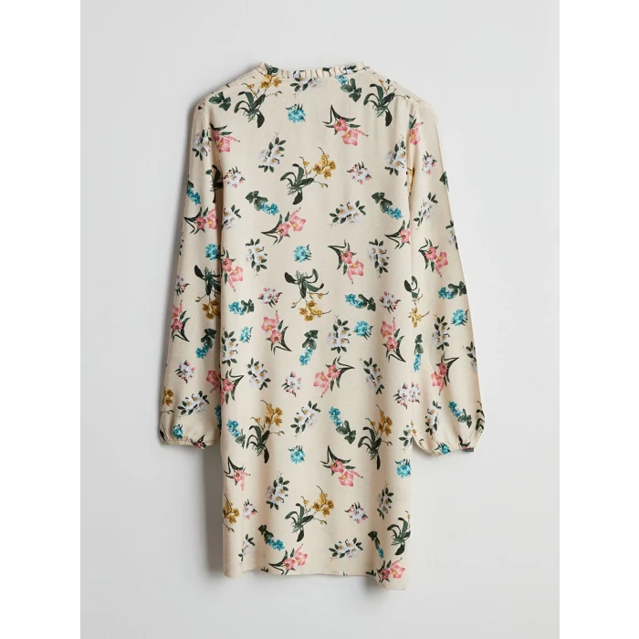 LCW Grace Bej Bağlamalı Yaka Çiçekli Kadın Tunik