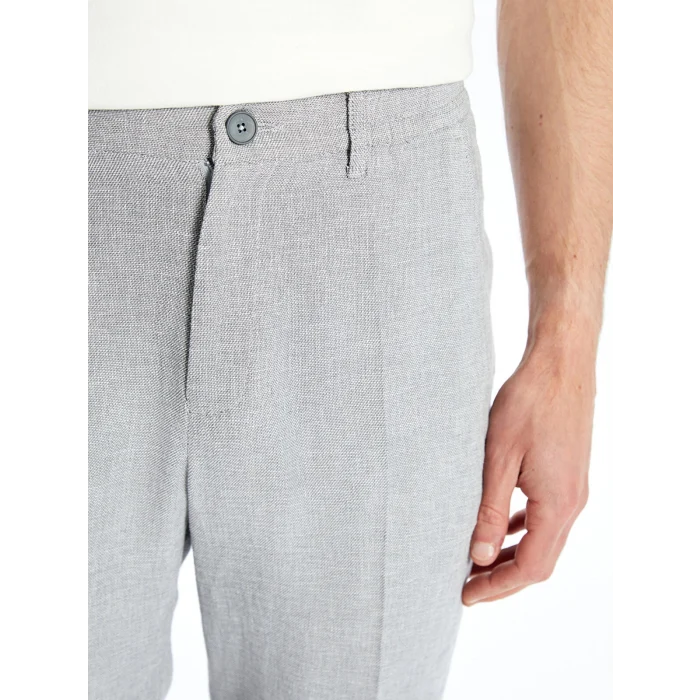 SOUTHBLUE Gri Slim Fit Keten Karışımlı Erkek Pantolon