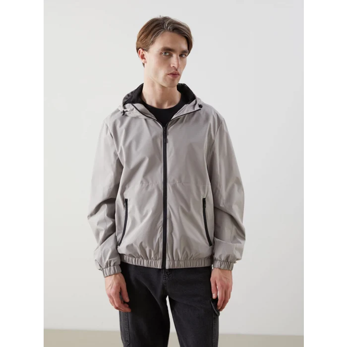 XSIDE Bej Standart Kalıp Kapüşonlu Erkek Yağmurluk