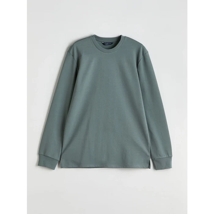 LCWAIKIKI Classic Yeşil Bisiklet Yaka Uzun Kollu Erkek Sweatshirt