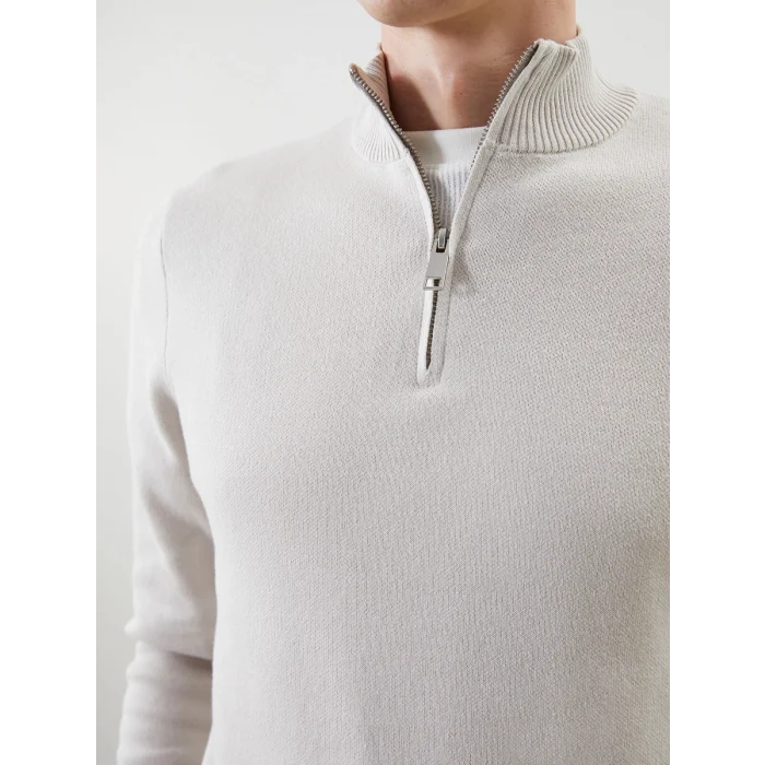 LCWAIKIKI Classic Bej Dik Yaka Uzun Kollu Erkek Triko Kazak