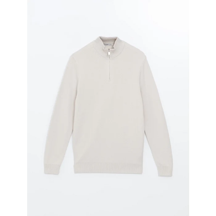 LCWAIKIKI Classic Bej Dik Yaka Uzun Kollu Erkek Triko Kazak