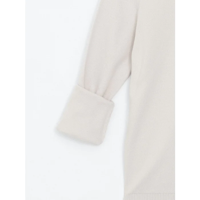 LCWAIKIKI Classic Bej Dik Yaka Uzun Kollu Erkek Triko Kazak