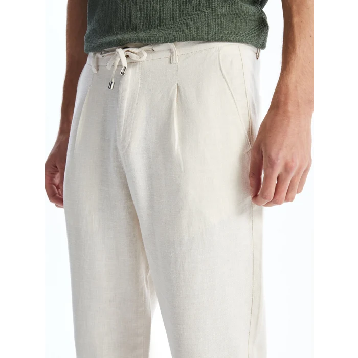 LCW Vision Bej Slim Fit Keten Karışımlı Erkek Pantolon