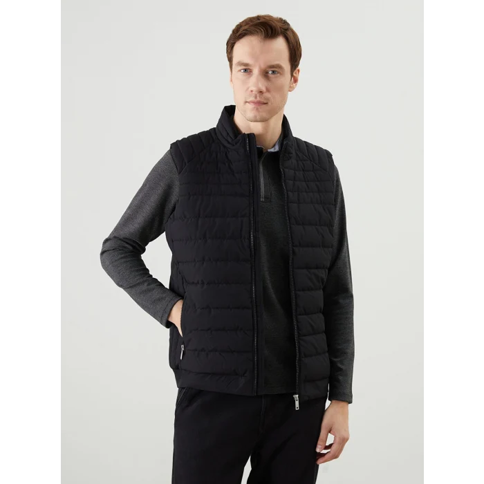 LCWAIKIKI Classic Siyah Standart Kalıp Dik Yaka Erkek Şişme Yelek