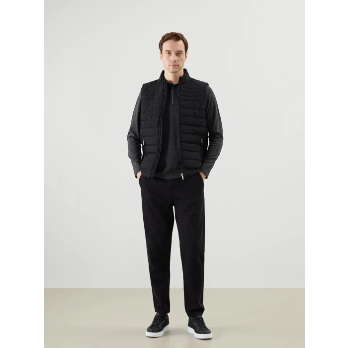 LCWAIKIKI Classic Siyah Standart Kalıp Dik Yaka Erkek Şişme Yelek