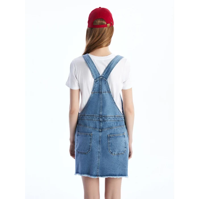 XSIDE Mavi Kare Yaka Kadın Jean Salopet Elbise