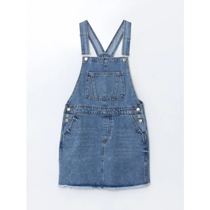 XSIDE Mavi Kare Yaka Kadın Jean Salopet Elbise