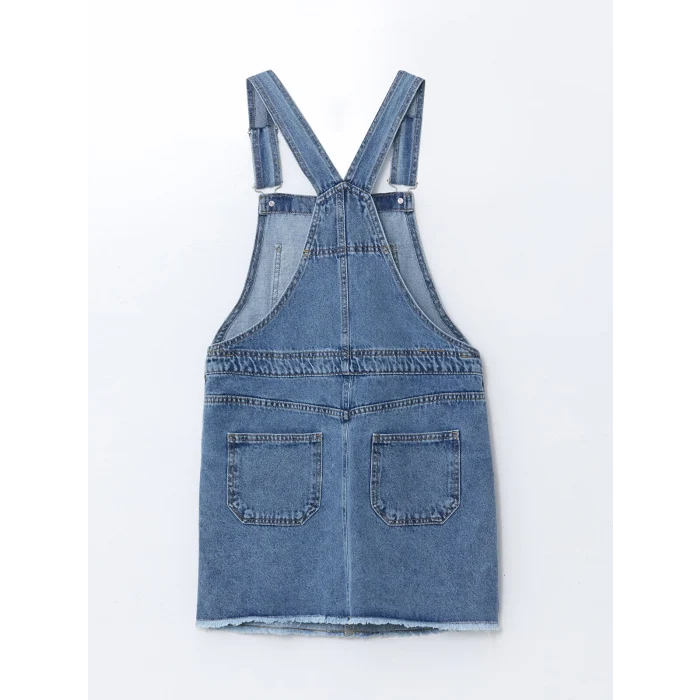 XSIDE Mavi Kare Yaka Kadın Jean Salopet Elbise