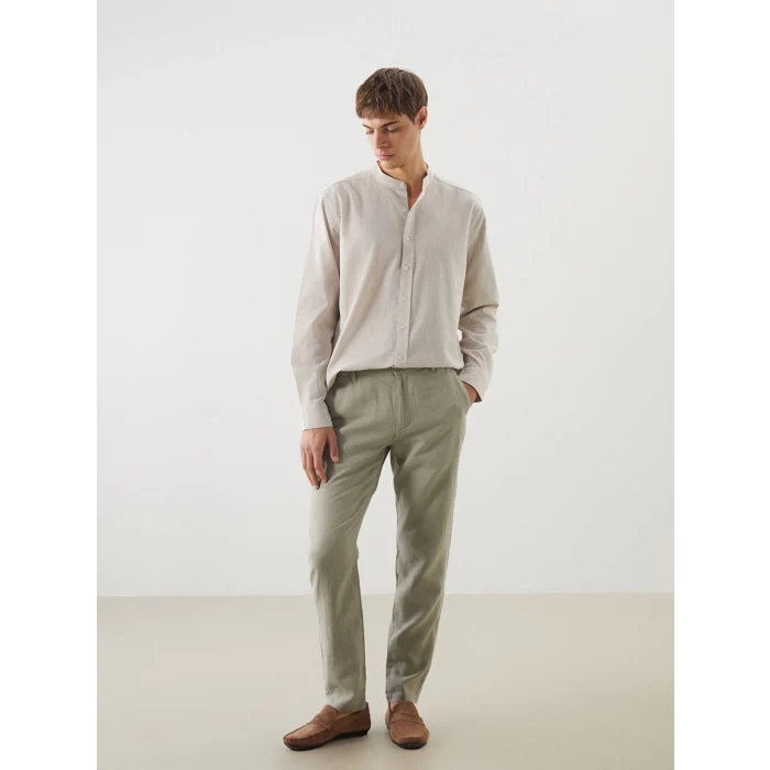 SOUTHBLUE Yeşil Slim Fit Keten Karışımlı Erkek Pantolon