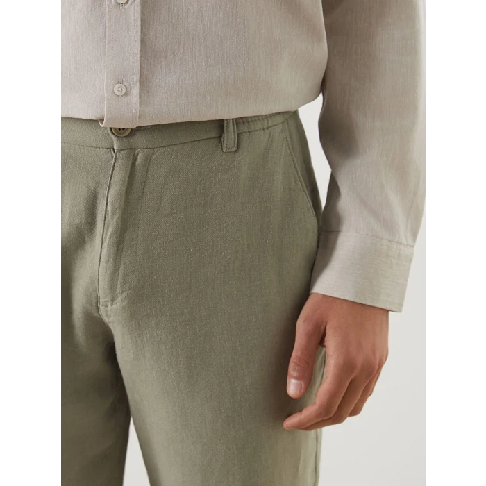 SOUTHBLUE Yeşil Slim Fit Keten Karışımlı Erkek Pantolon
