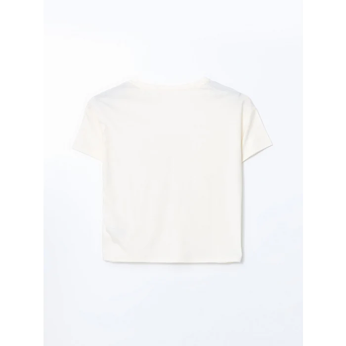 LCW DREAM Gri Bisiklet Yaka Baskılı Kadın Şortlu Pijama Takımı