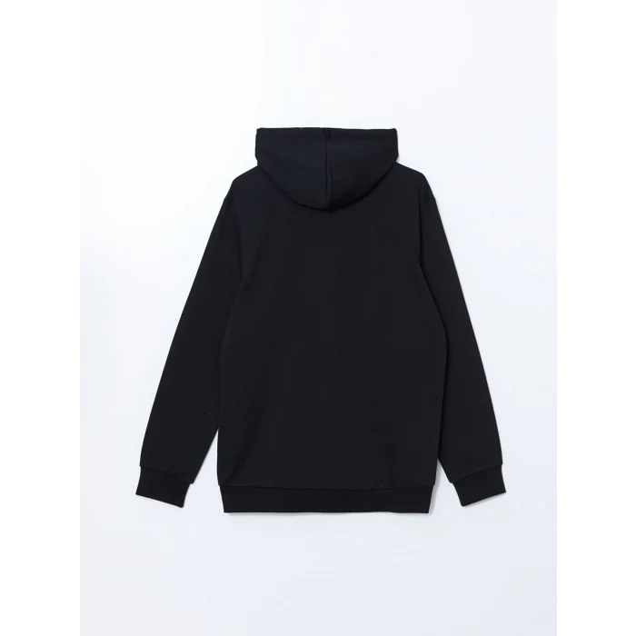 LCWAIKIKI Basic Siyah Kapüşonlu Uzun Kollu Erkek Fermuarlı Sweatshirt