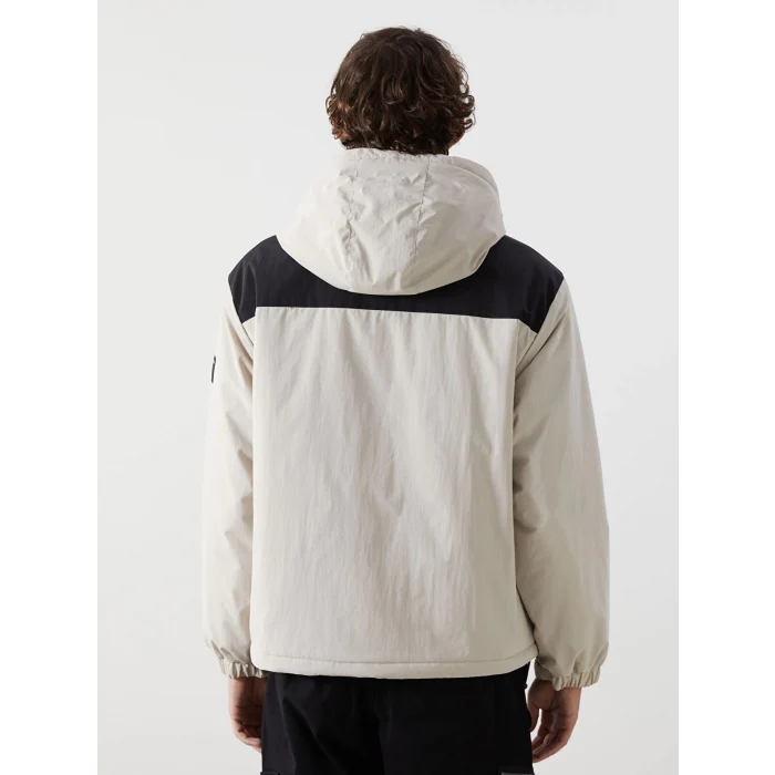 XSIDE Bej Rahat Kalıp Kapüşonlu Erkek Orta Kalın Mont