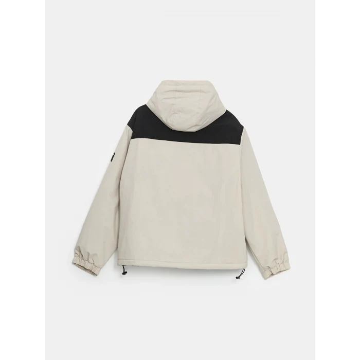 XSIDE Bej Rahat Kalıp Kapüşonlu Erkek Orta Kalın Mont