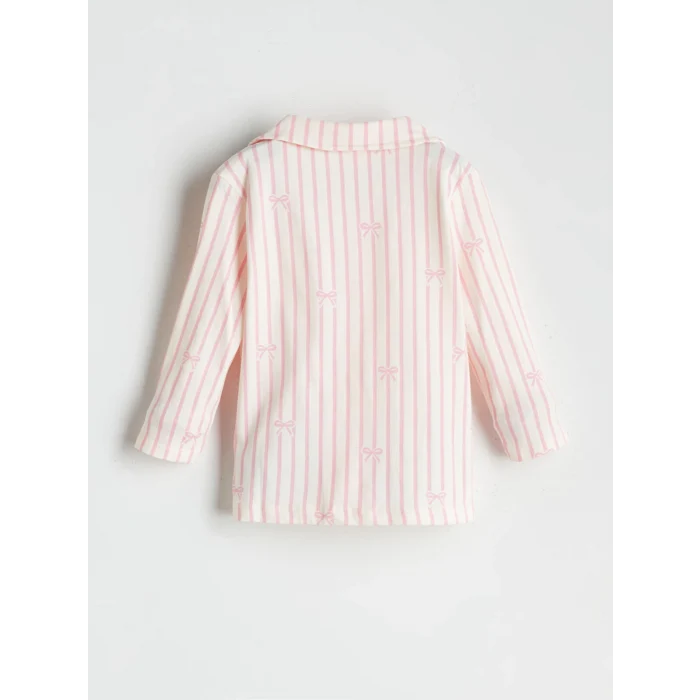 LCW Kids Ekru Kurdele Detaylı Kız Çocuk Pijama Takımı